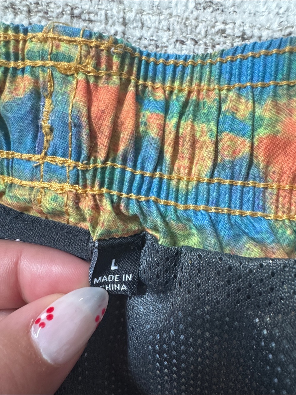Stussy Blue, Orange & Yellow Patterned Men’s Shorts - Picture 3 of 5